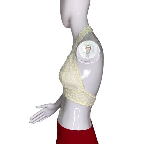 Free People Galloon Lace Halter Cream Bralette Size M - Picture 9 of 14